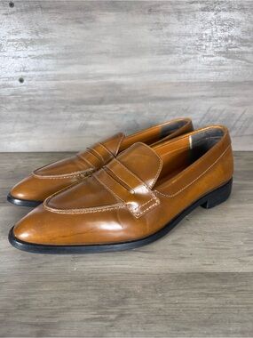 Everlane Womens 8.5 The Modern Penny Loafer Cognac Brown Italian Leather Shoes